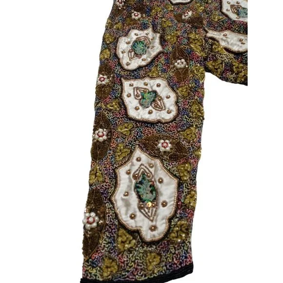 Silky Nites By Cherish Vintage Black Beaded Sequin Formal Elegant Cardigan 24/26 - Picture 11 of 12